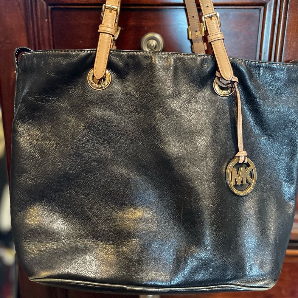 Michael Kors large black leather tote